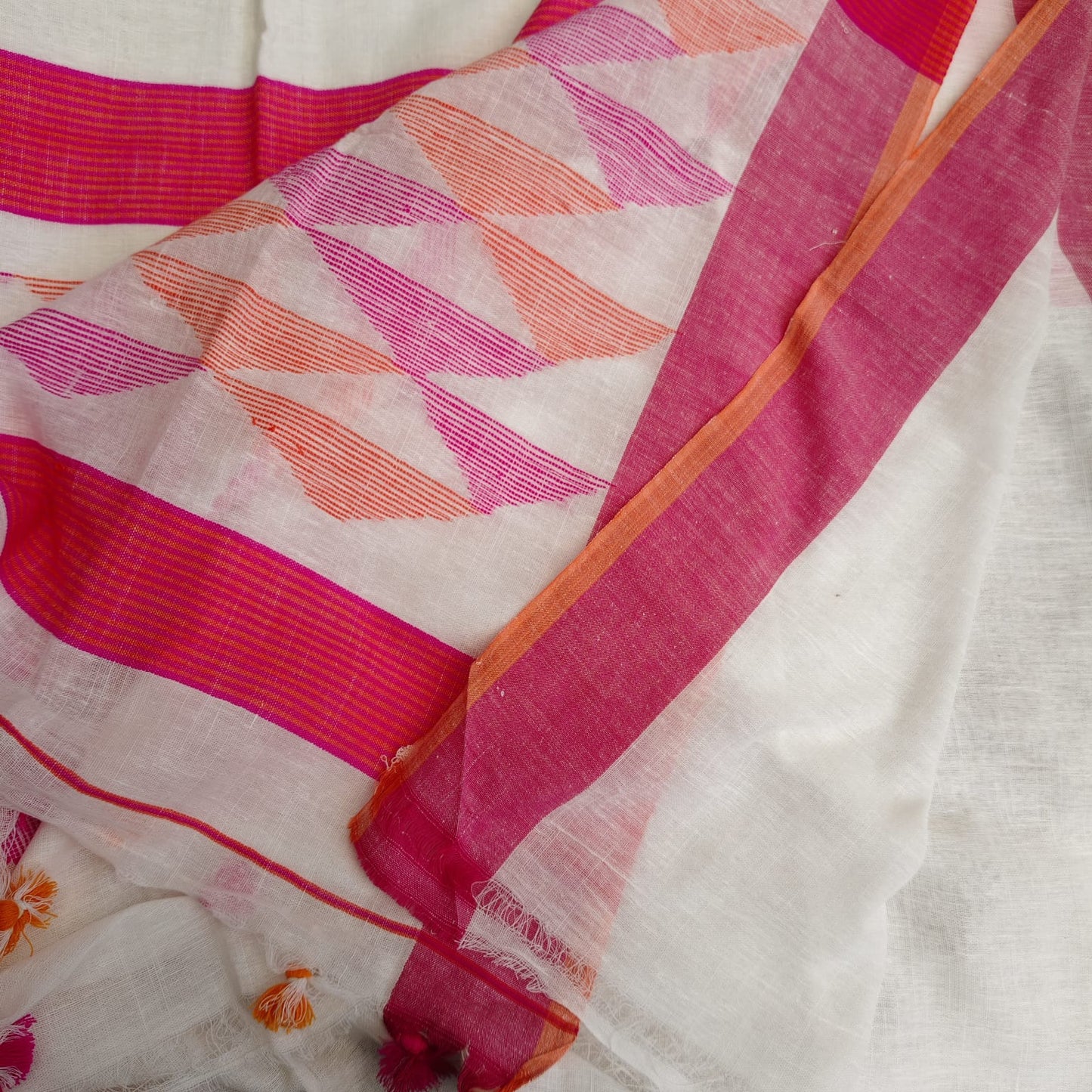 Handwoven Pure Linen by Linen -White