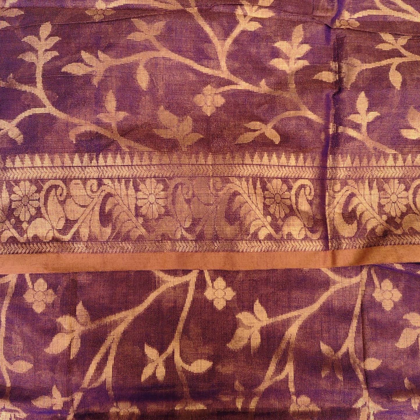 Tissue Linen Jamdani -Wine