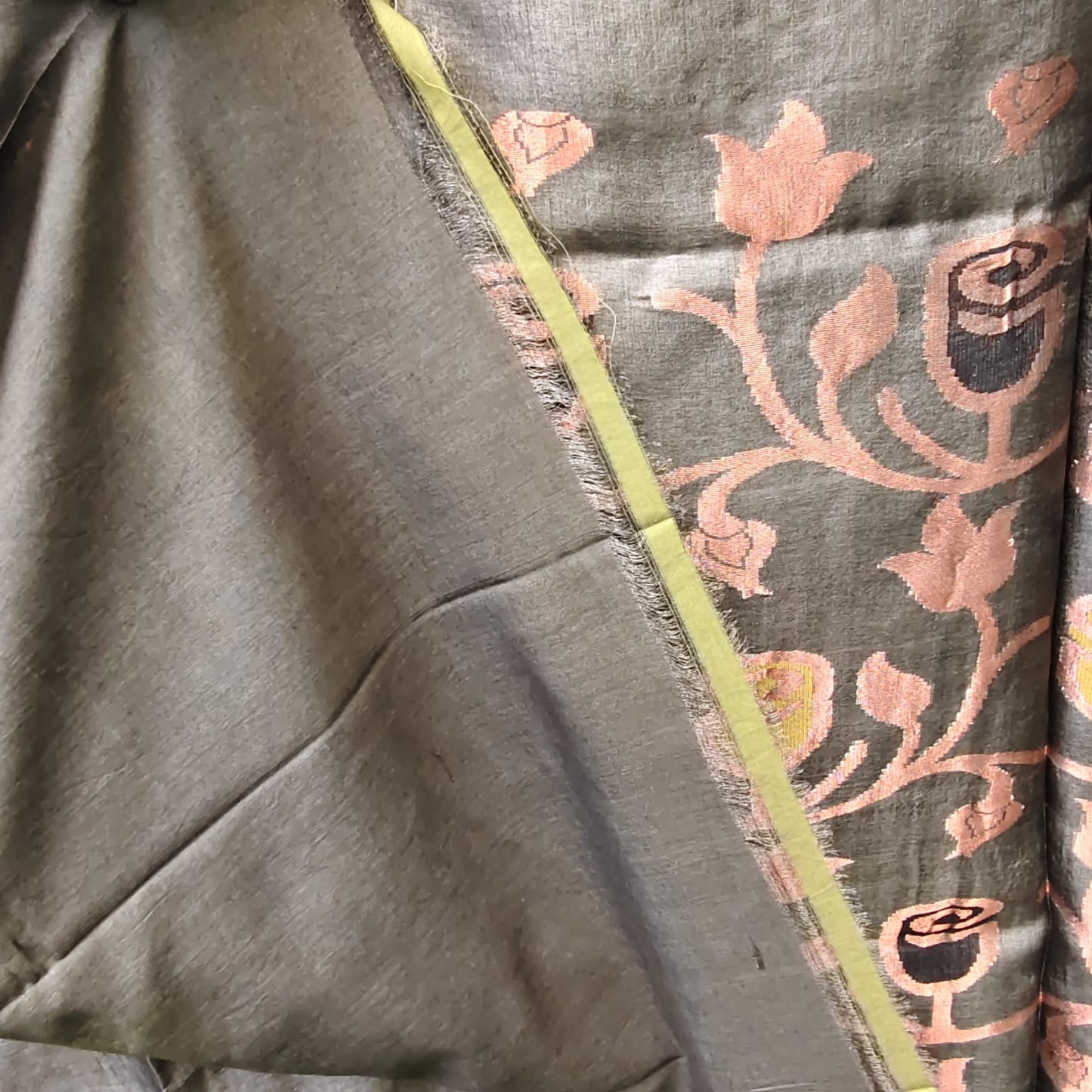 Handwoven Pure Tussar Charcoal Gray