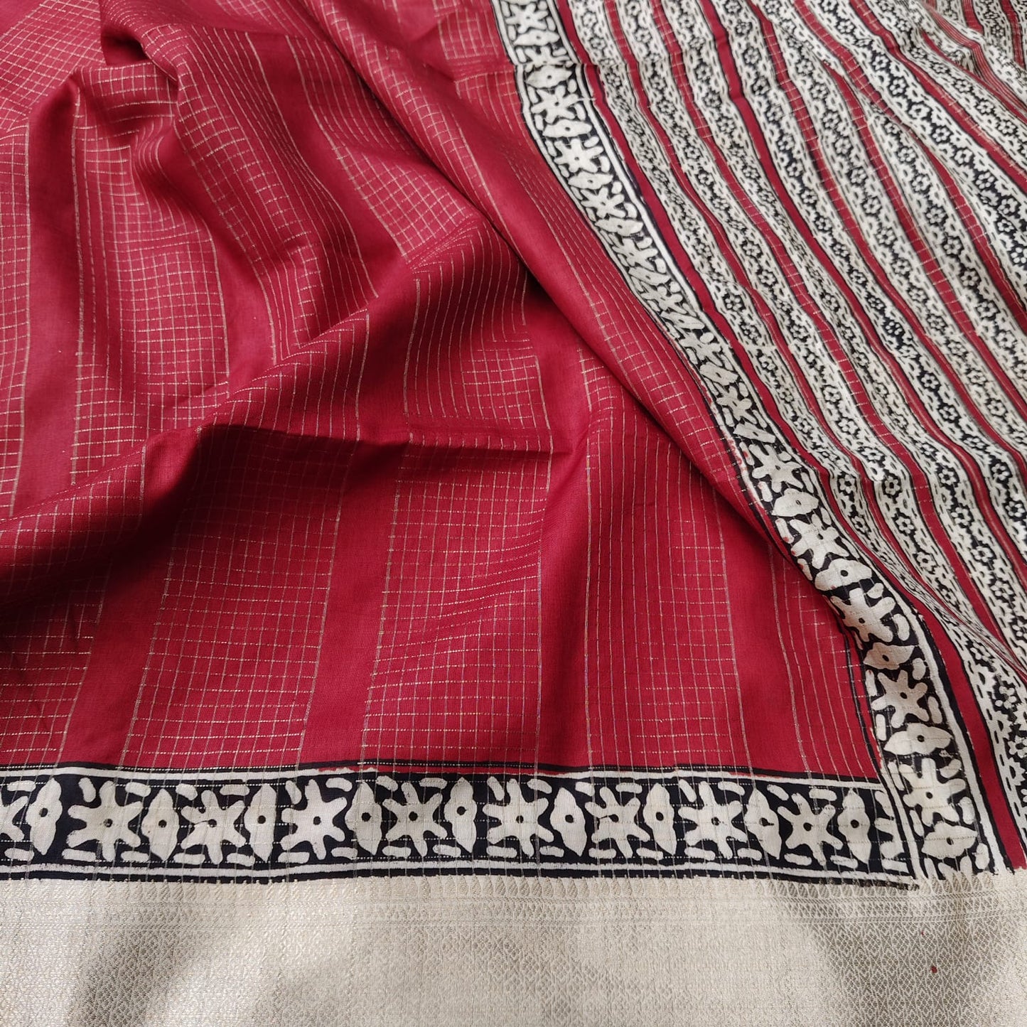 Russian Silk Block Print-Red 1