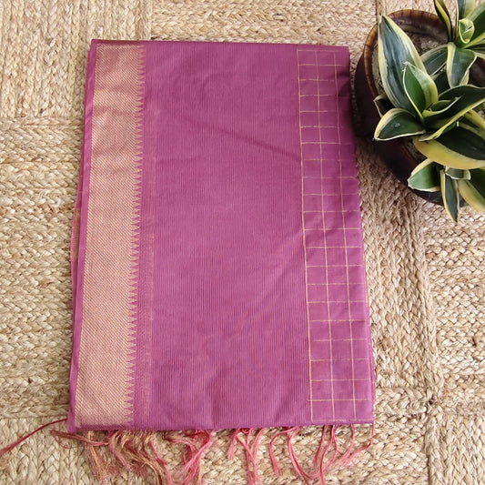 Maheshwari Silk- Zari Checks, Mauve