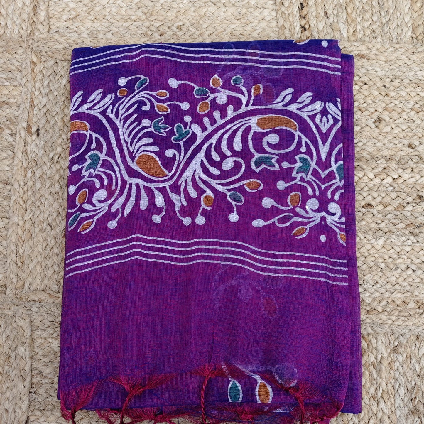 Cotton Tissue -Brinjal, Fabric Printed