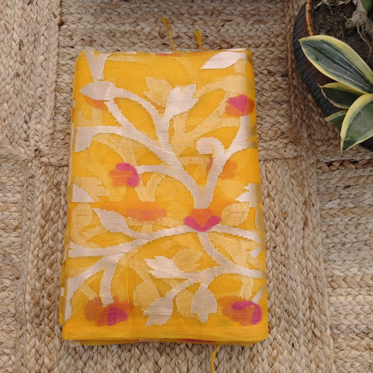 Organza Muslin Jamdani- Golden Yellow