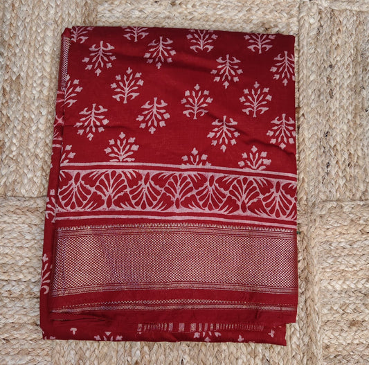 Block Print Silk, Red