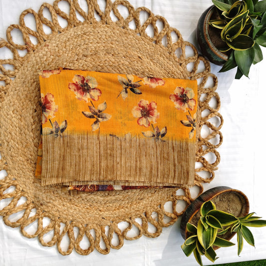 Jute Cotton-Floral Mustard