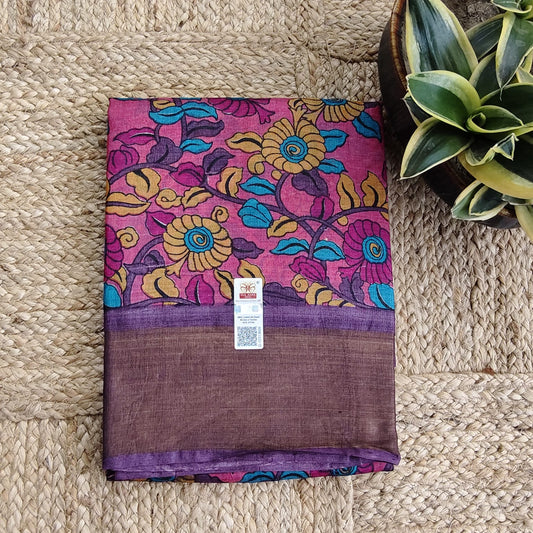 Pure Tussar Silk- Pink and Purple