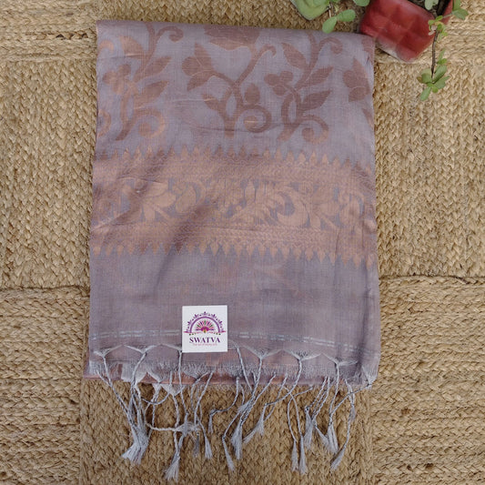 Tissue Linen Jamdani - Silver Gray