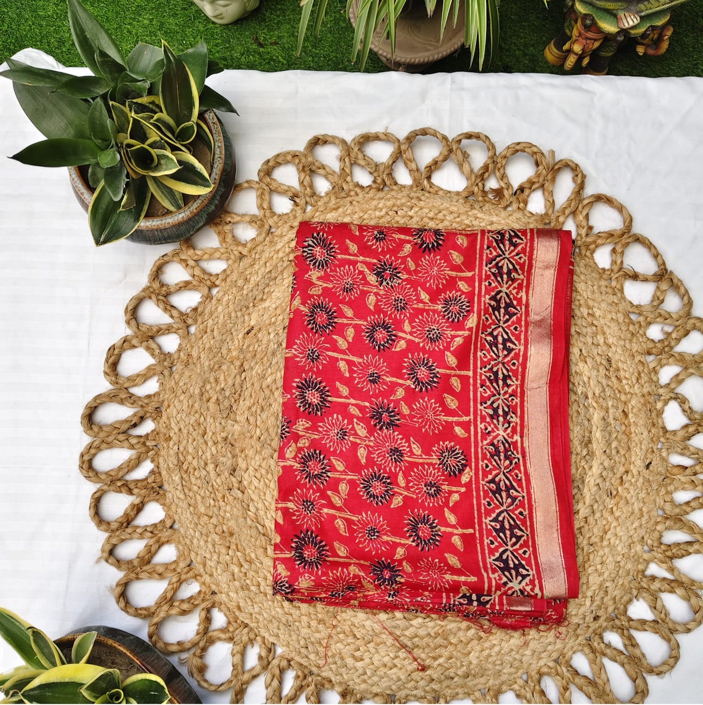 Red Block Print Maheshwari Ajrakh