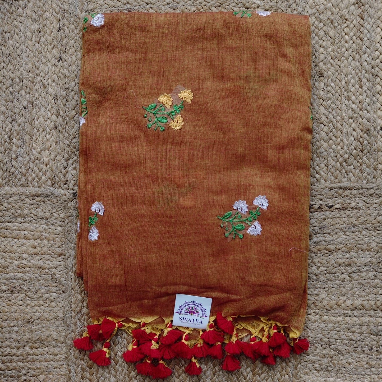 Mul Cotton Embroidery -Rust