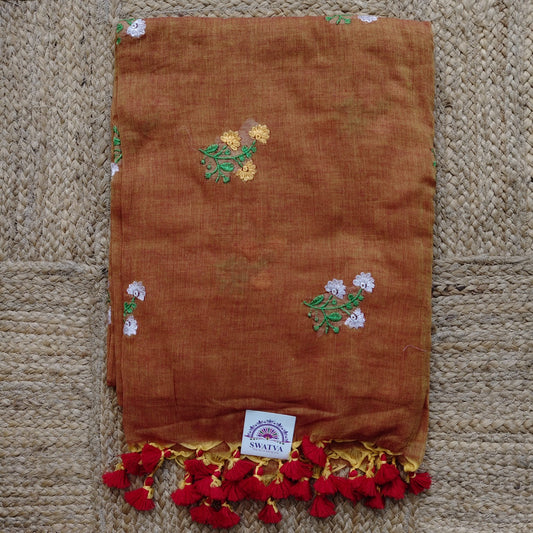 Mul Cotton Embroidery -Rust