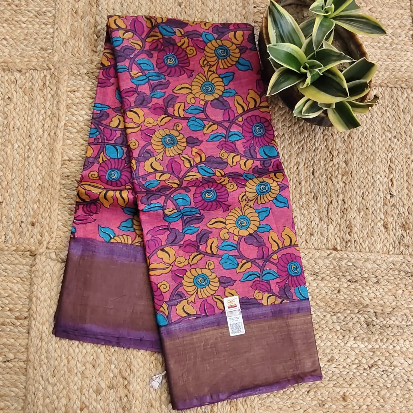 Pure Tussar Silk- Pink and Purple