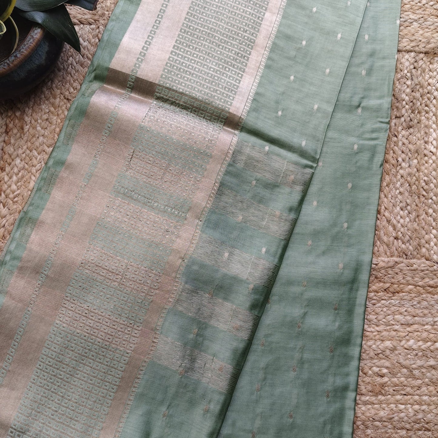 Blended Tussar Silk-Sage Green