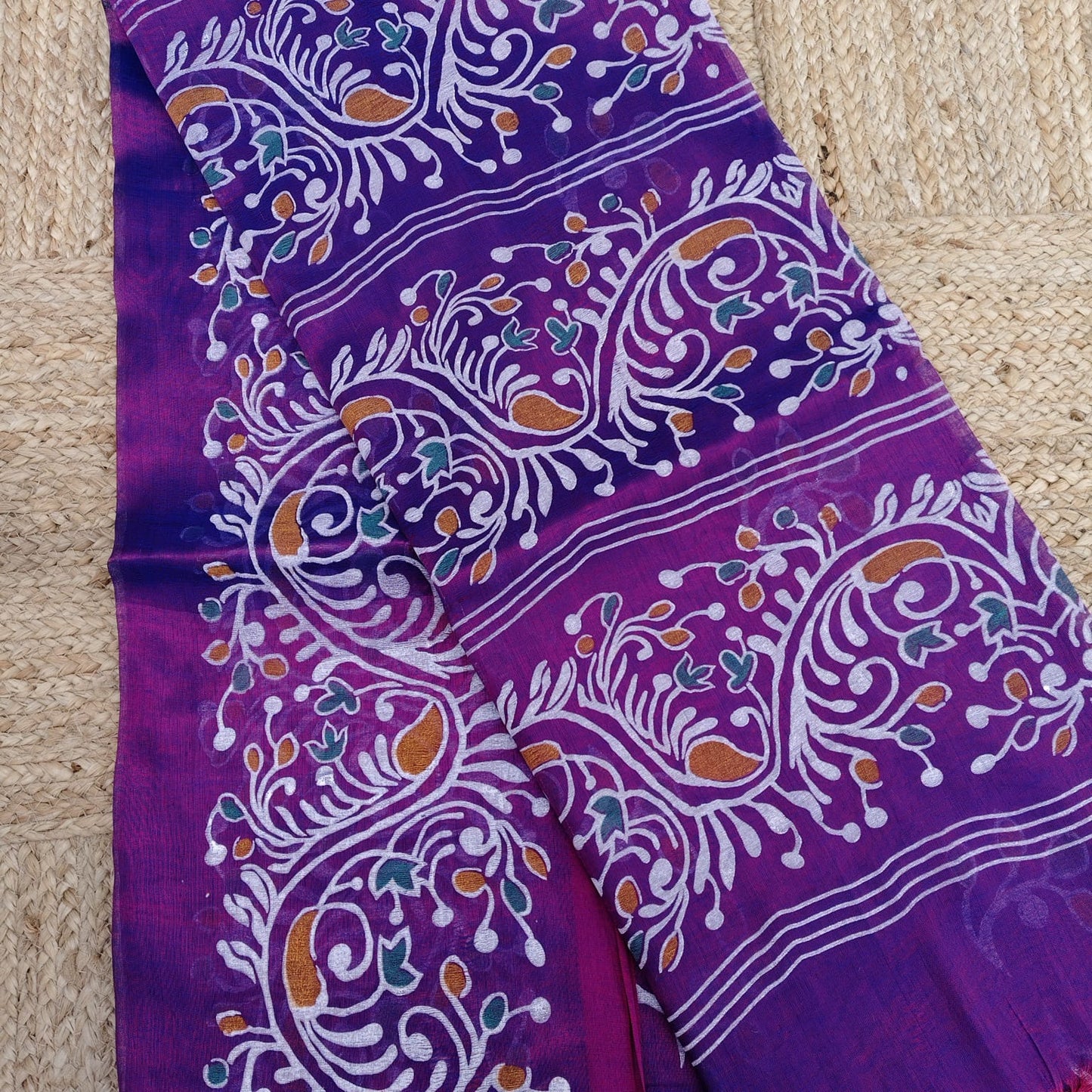Cotton Tissue -Brinjal, Fabric Printed