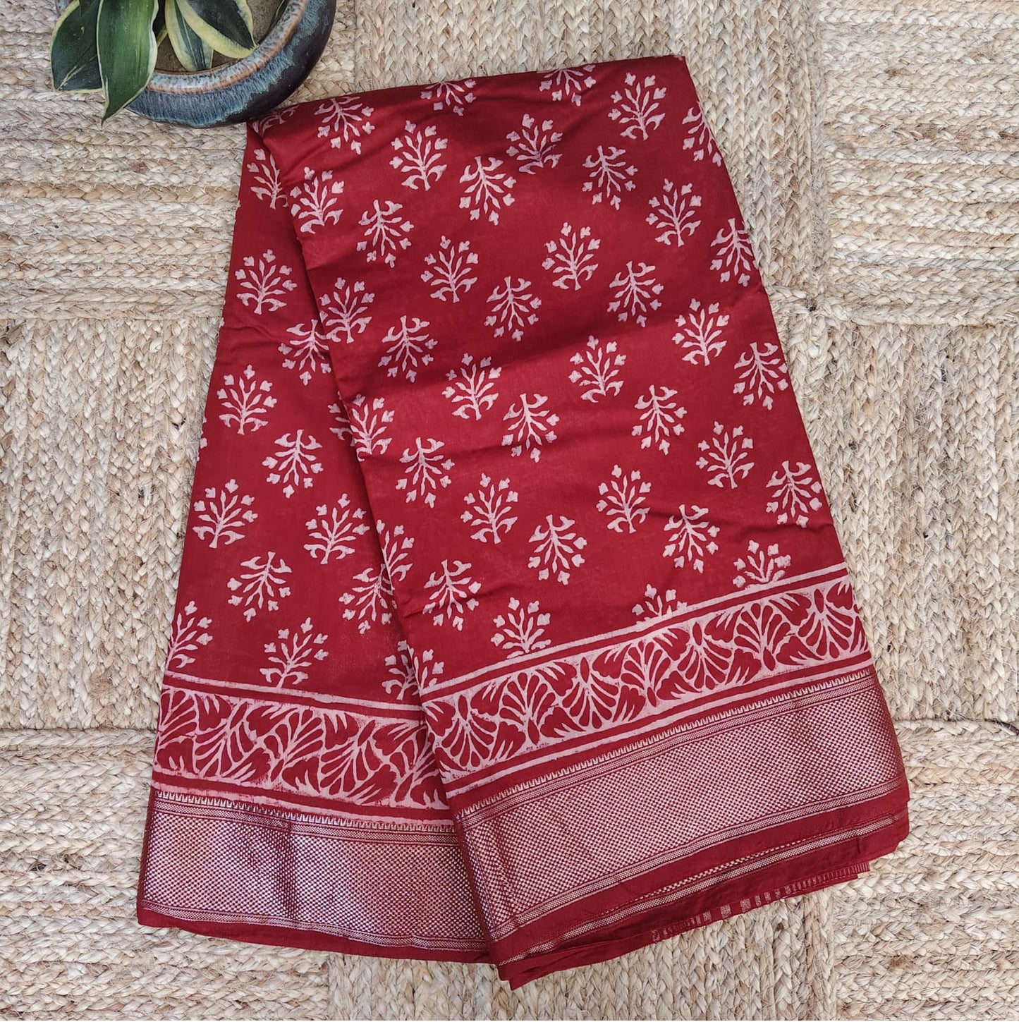 Block Print Silk, Red