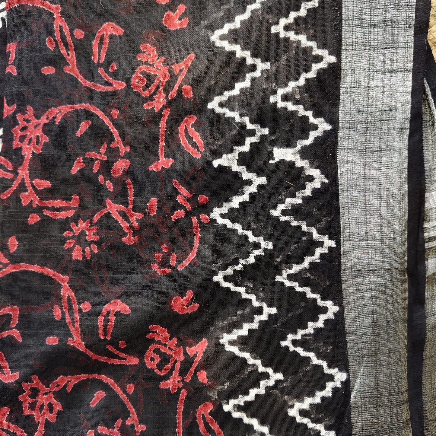 Black Block Print Linen Cotton-05