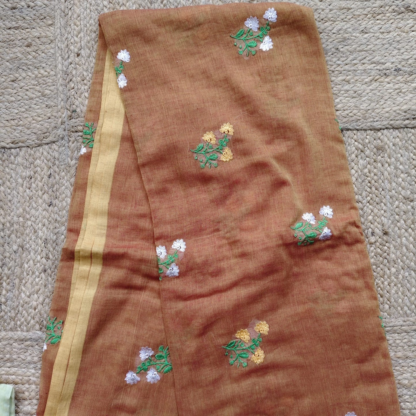 Mul Cotton Embroidery -Rust