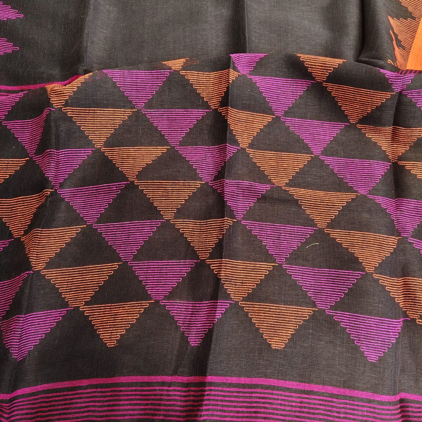 Handwoven Pure Linen by Linen -Black