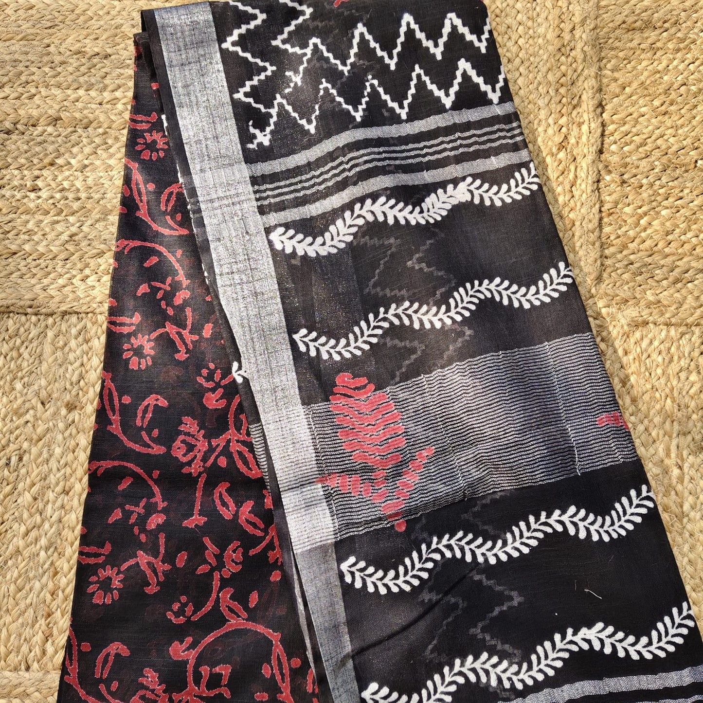 Black Block Print Linen Cotton-05