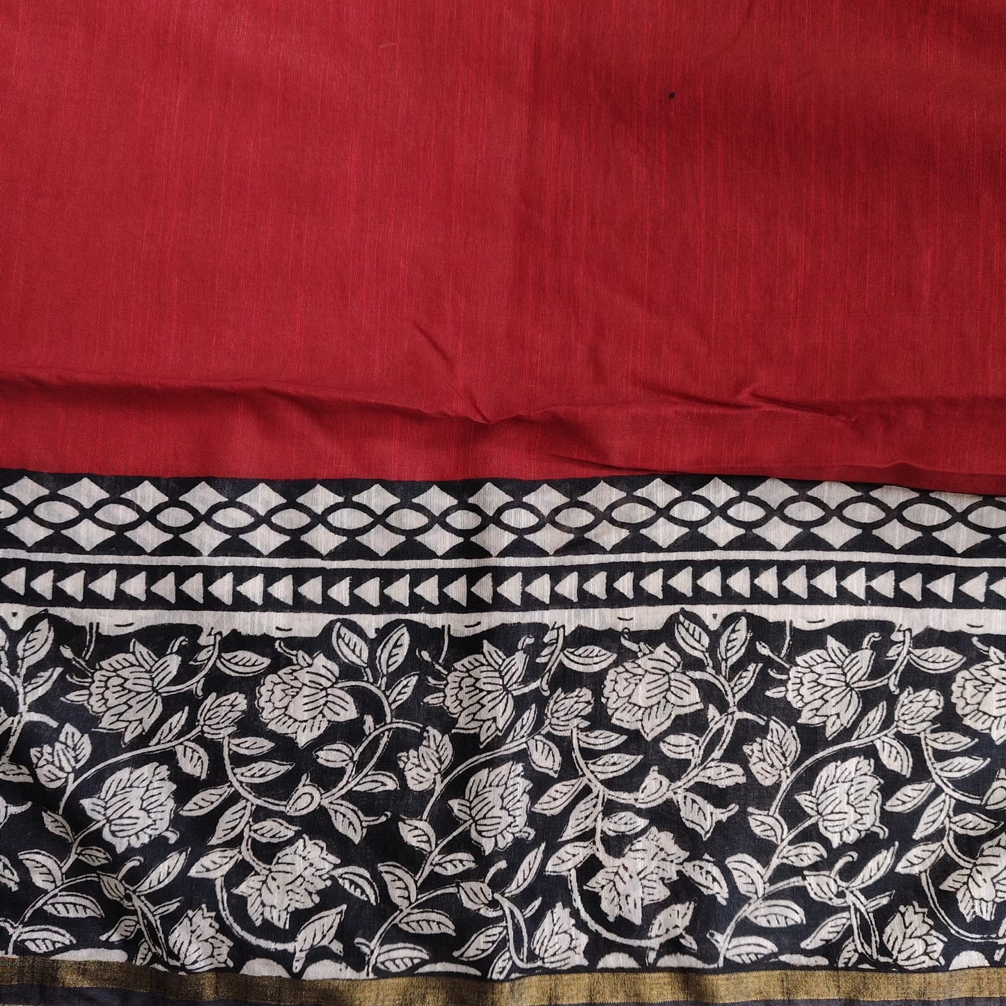Dabu Print Red Chanderi