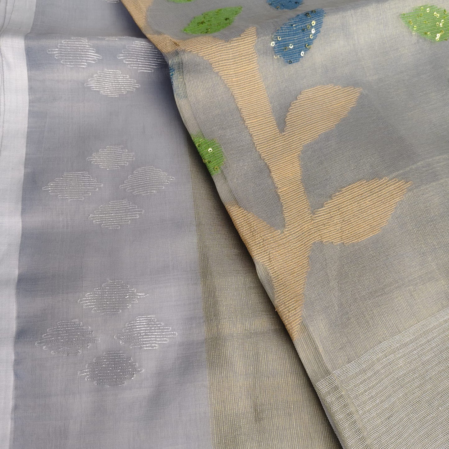 Tissue  Muslin Jamdani-Gray