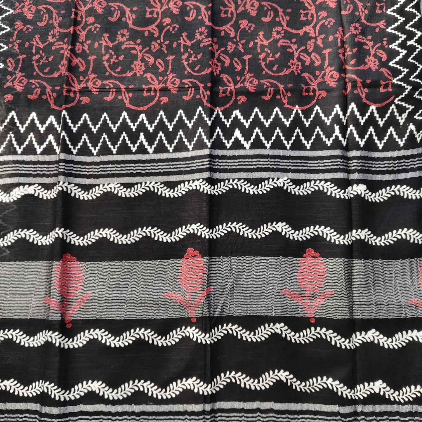 Black Block Print Linen Cotton-05