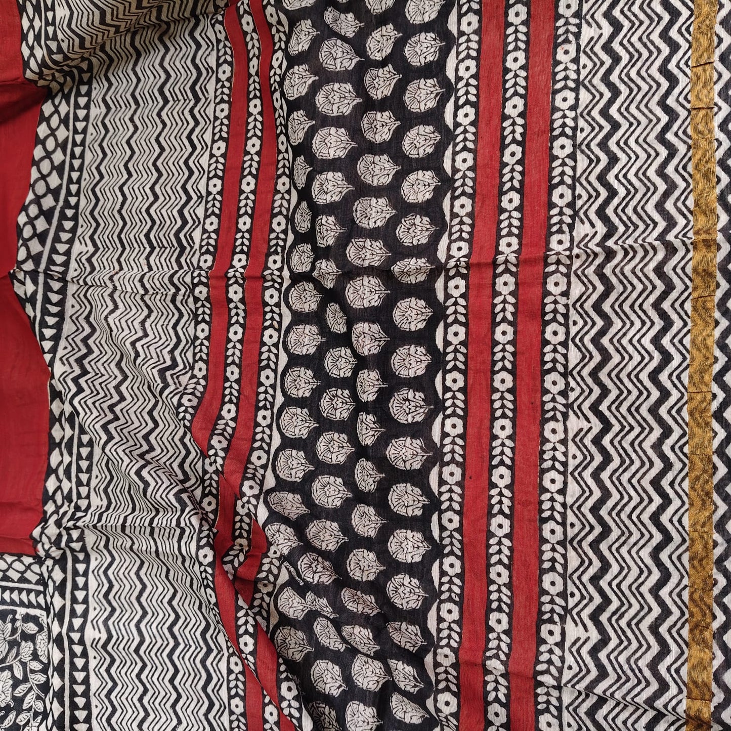 Dabu Print Red Chanderi