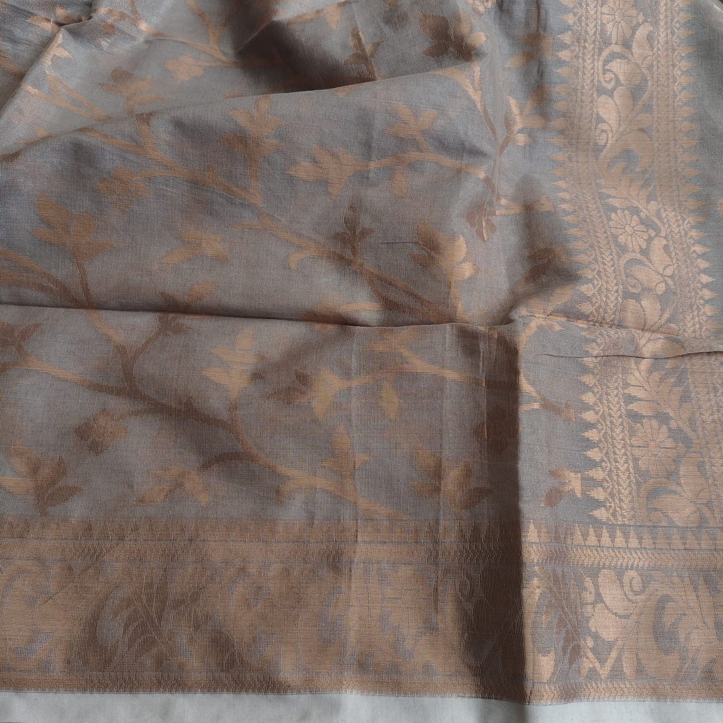 Tissue Linen Jamdani - Silver Gray