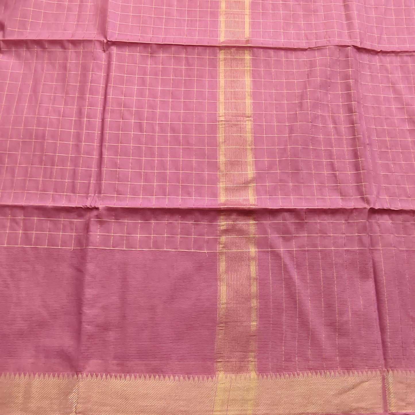 Maheshwari Silk- Zari Checks, Mauve