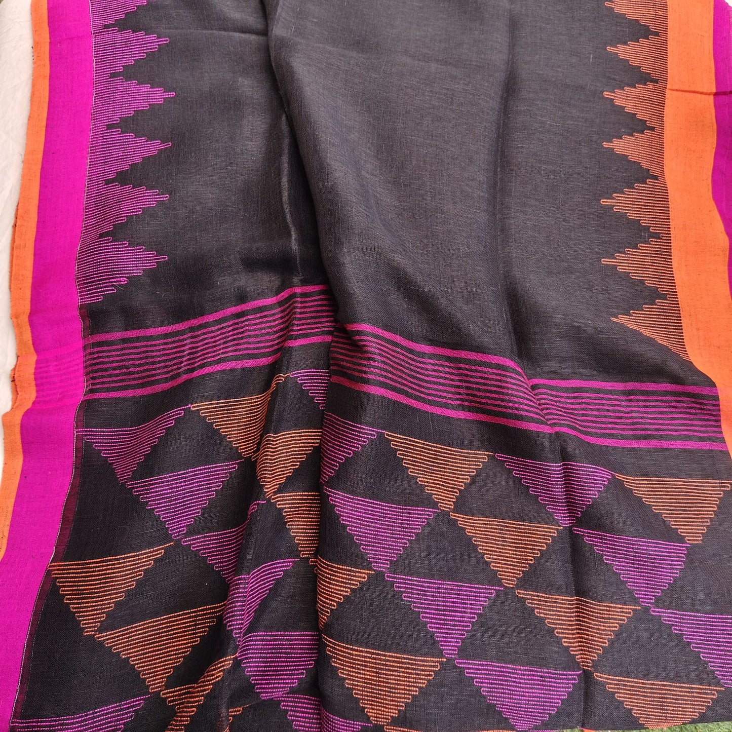 Handwoven Pure Linen by Linen -Black