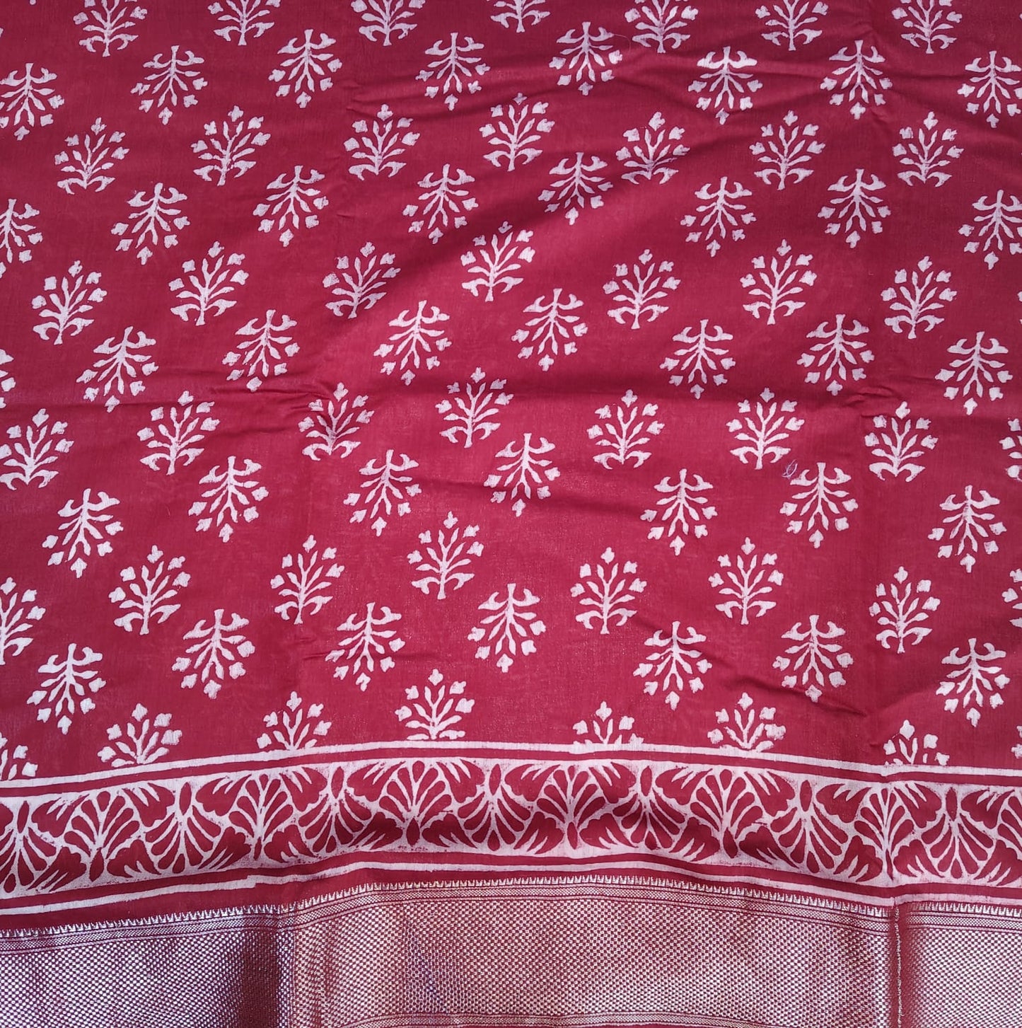 Block Print Silk, Red