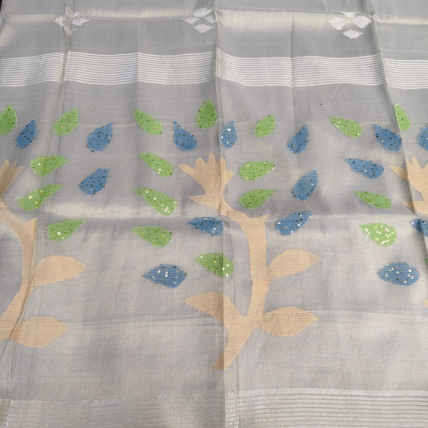 Tissue  Muslin Jamdani-Gray