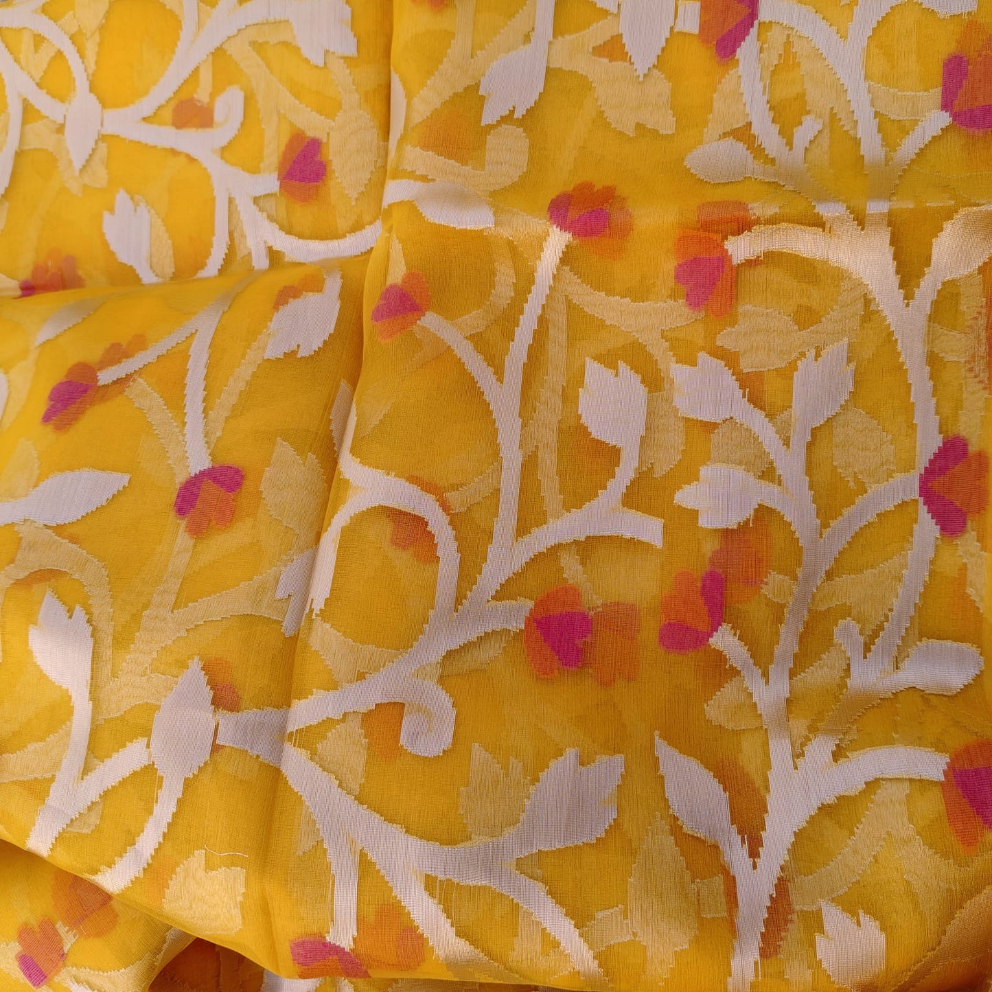 Organza Muslin Jamdani- Golden Yellow