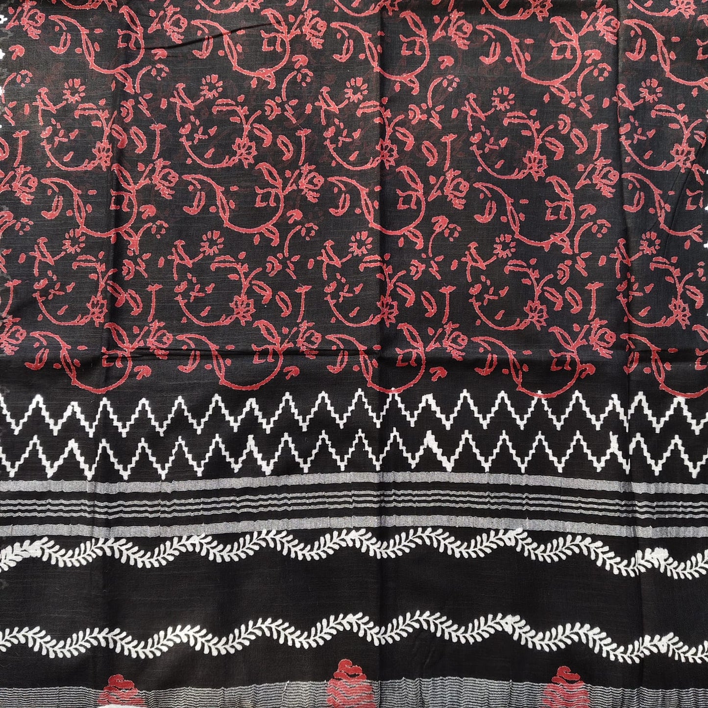 Black Block Print Linen Cotton-05