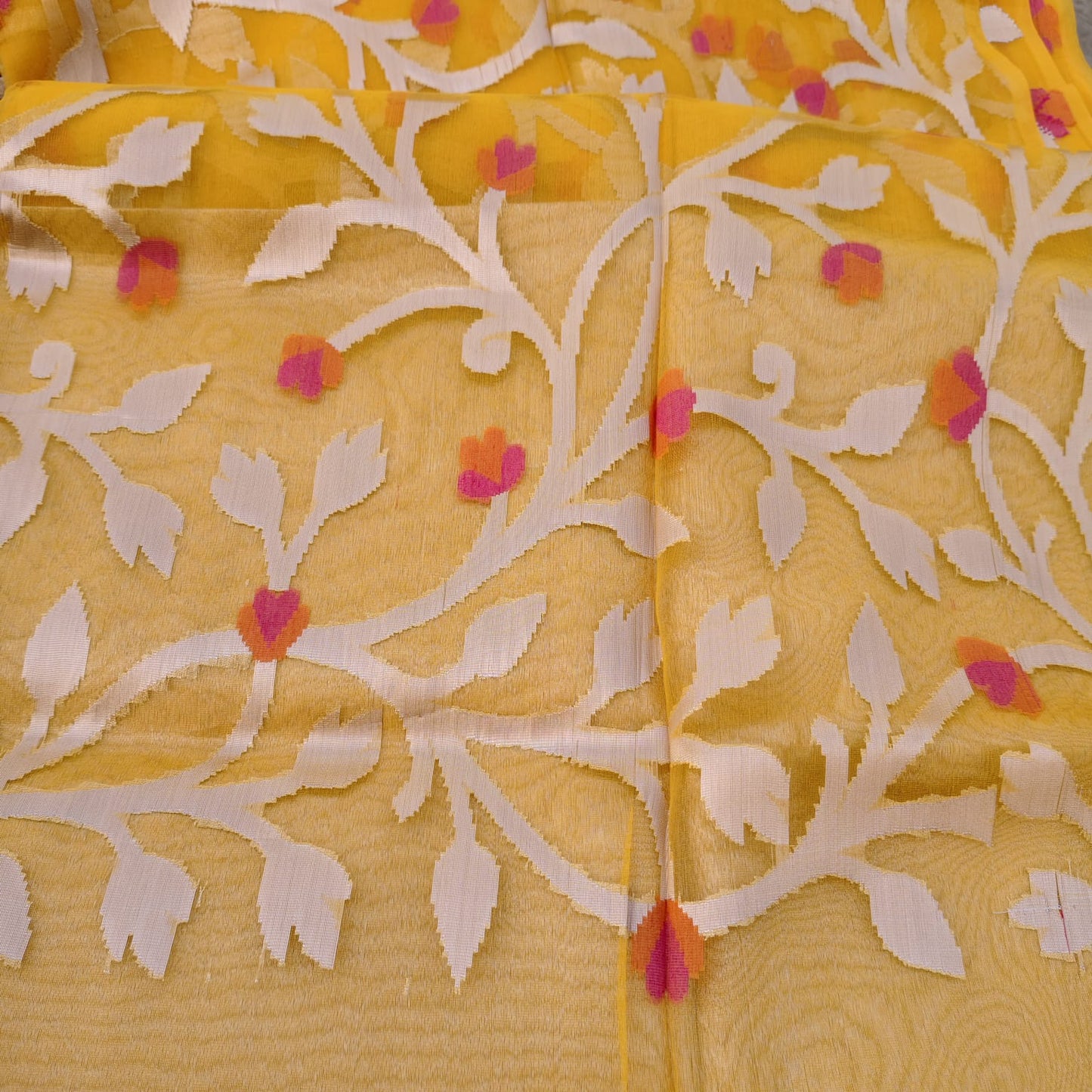 Organza Muslin Jamdani- Golden Yellow