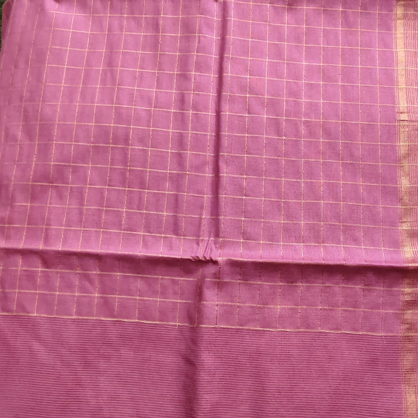 Maheshwari Silk- Zari Checks, Mauve