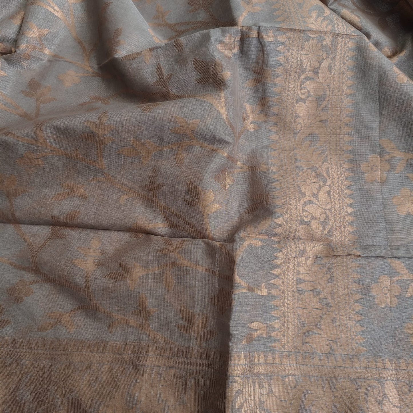 Tissue Linen Jamdani - Silver Gray