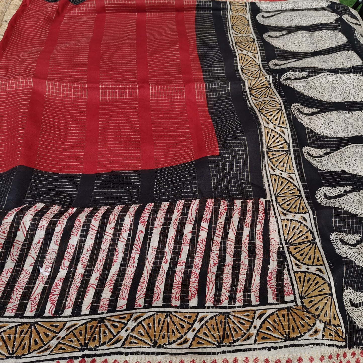 Russian Silk Block Print-Red 2