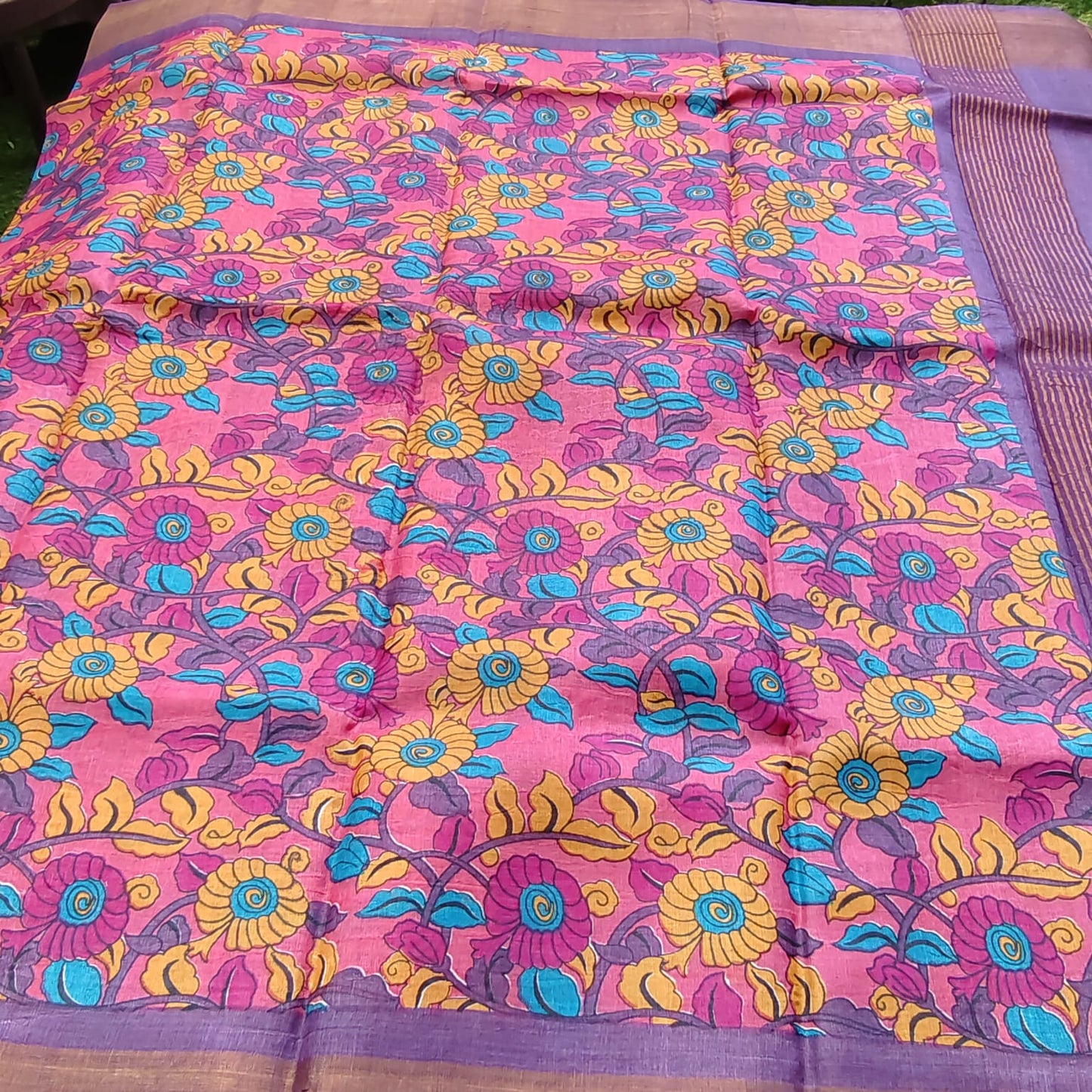 Pure Tussar Silk- Pink and Purple