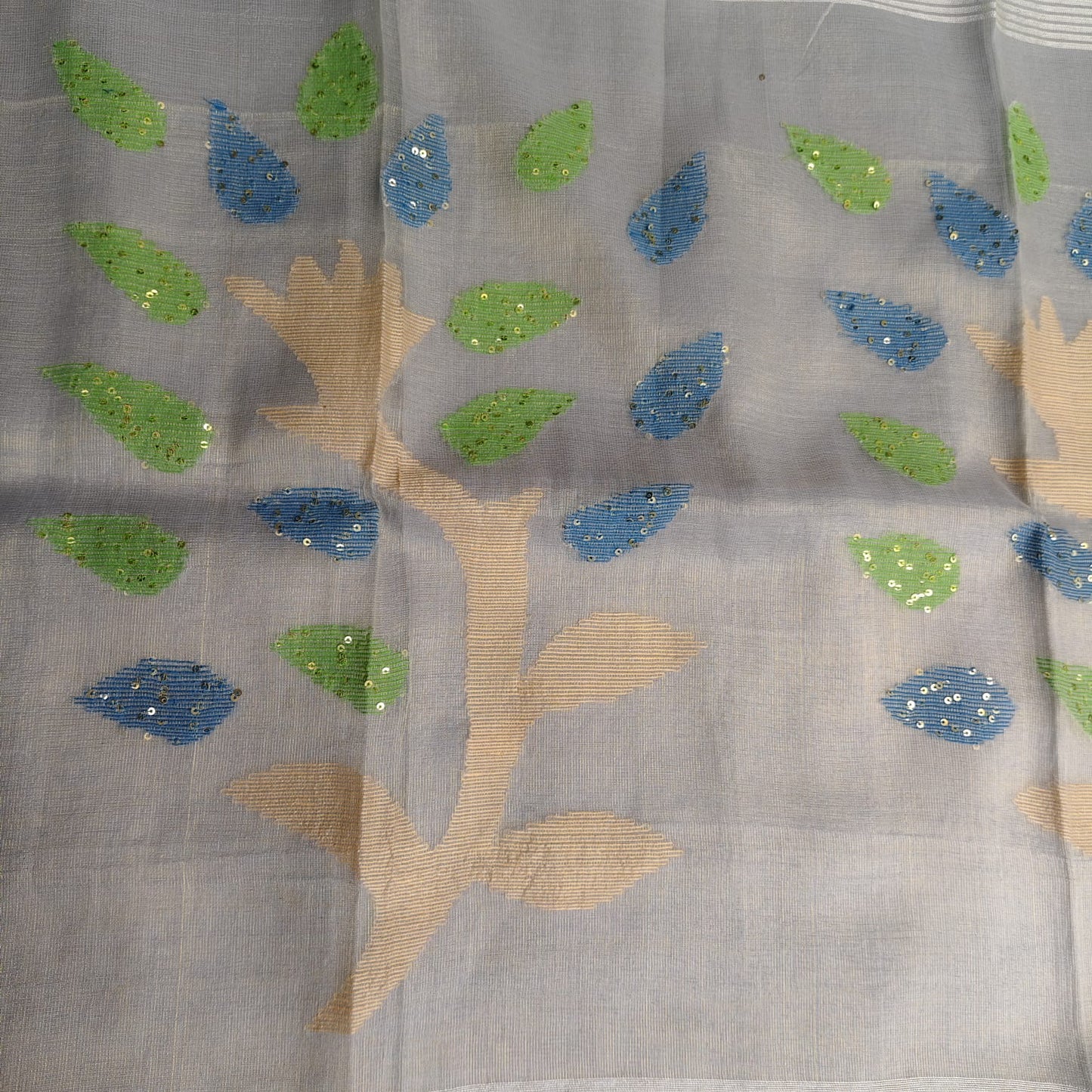 Tissue  Muslin Jamdani-Gray