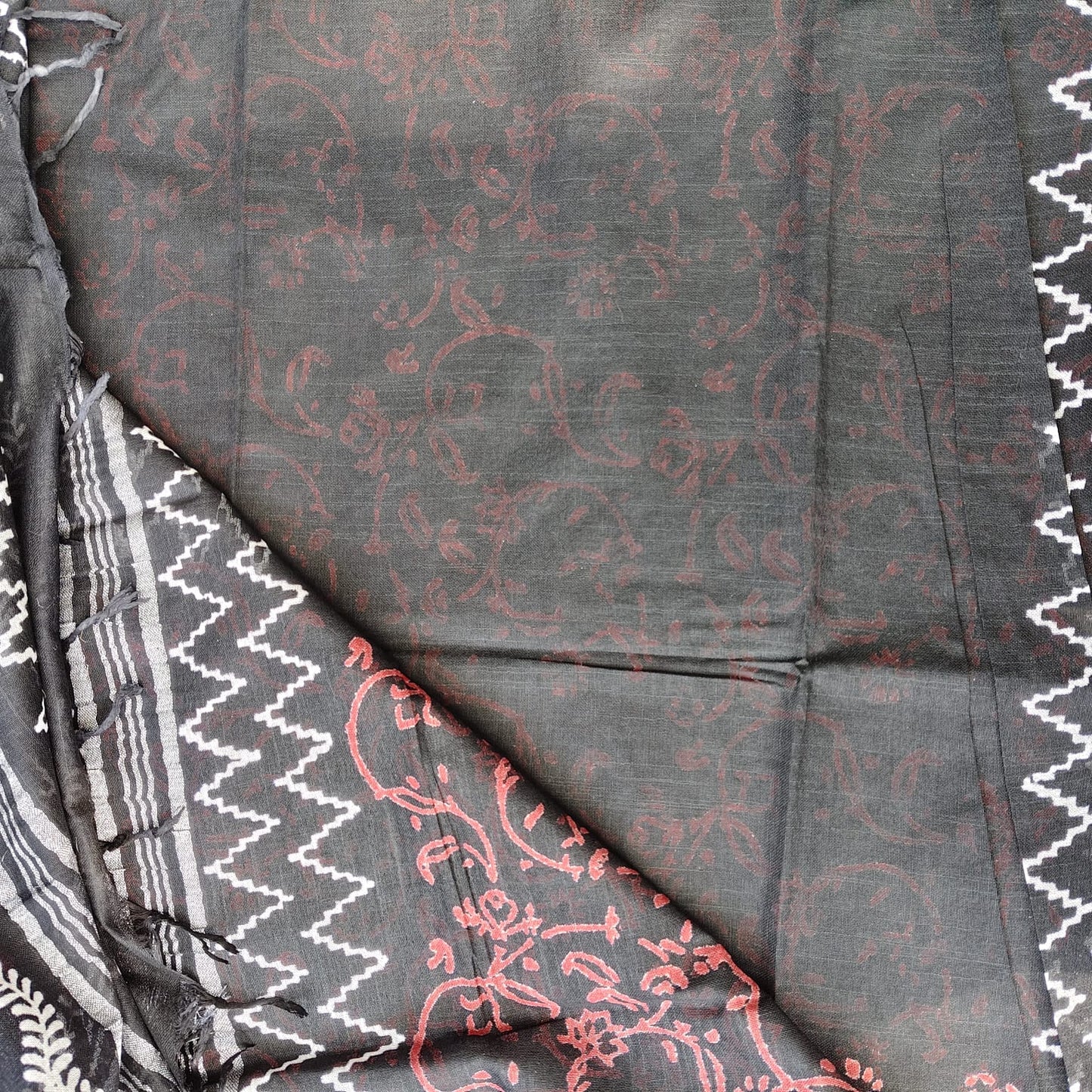 Black Block Print Linen Cotton-05
