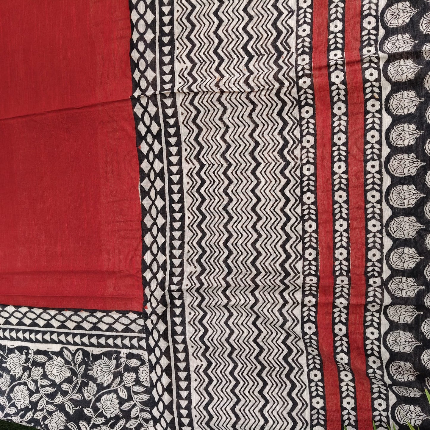 Dabu Print Red Chanderi