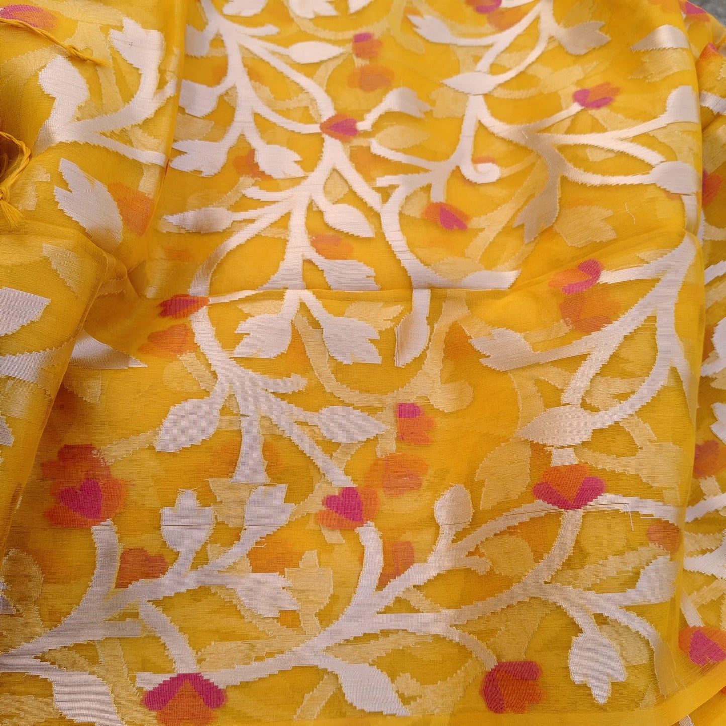 Organza Muslin Jamdani- Golden Yellow