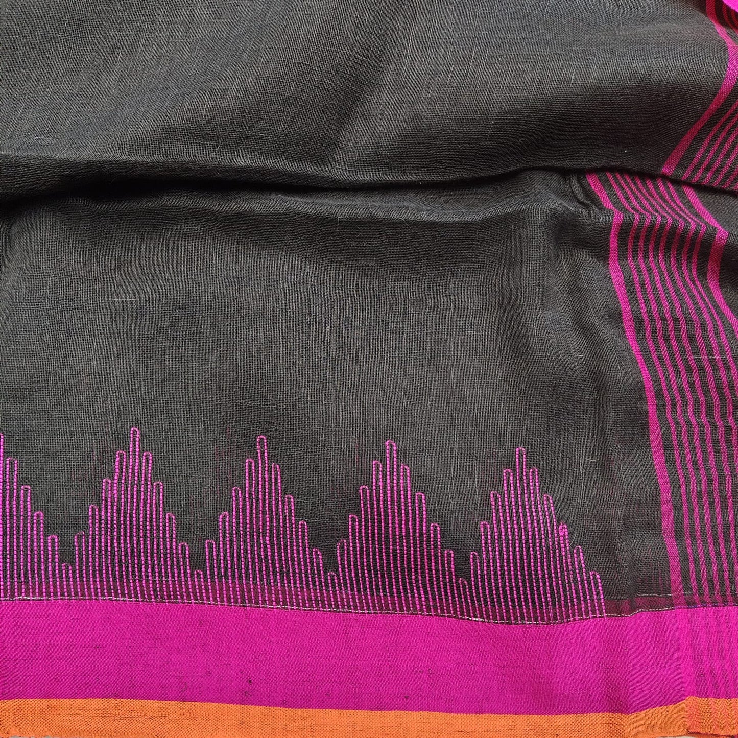 Handwoven Pure Linen by Linen -Black