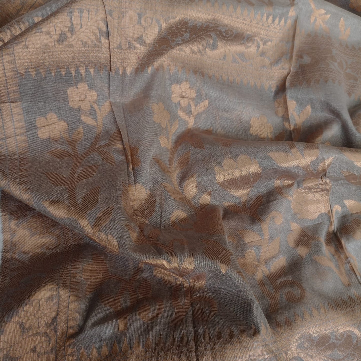 Tissue Linen Jamdani - Silver Gray