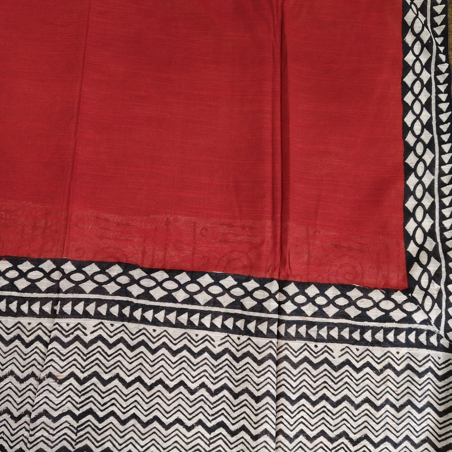 Dabu Print Red Chanderi