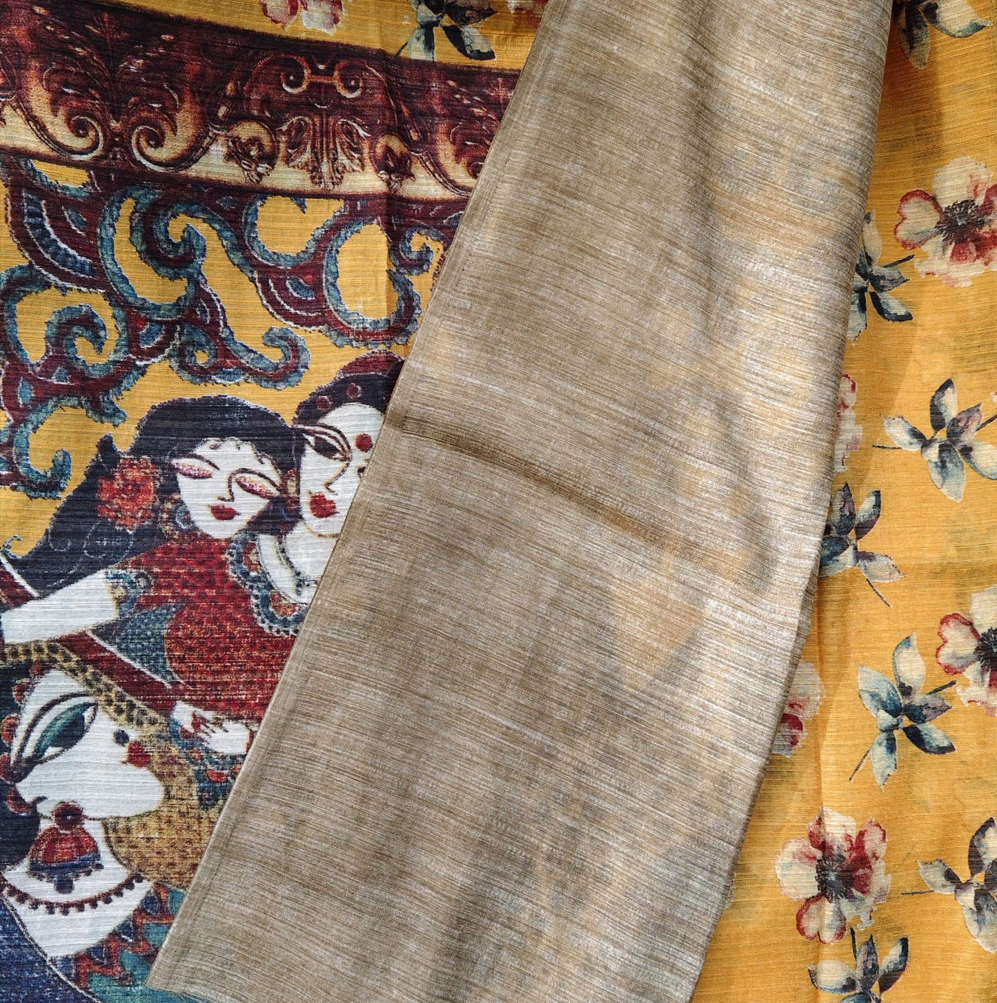 Jute Cotton-Floral Mustard
