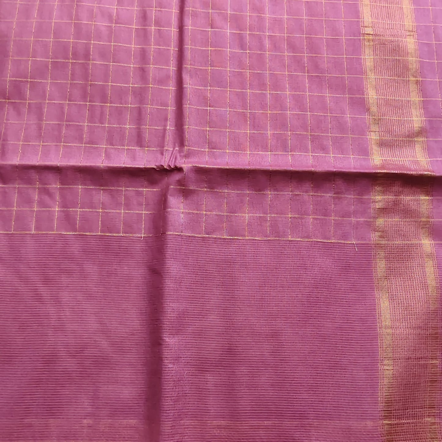 Maheshwari Silk- Zari Checks, Mauve