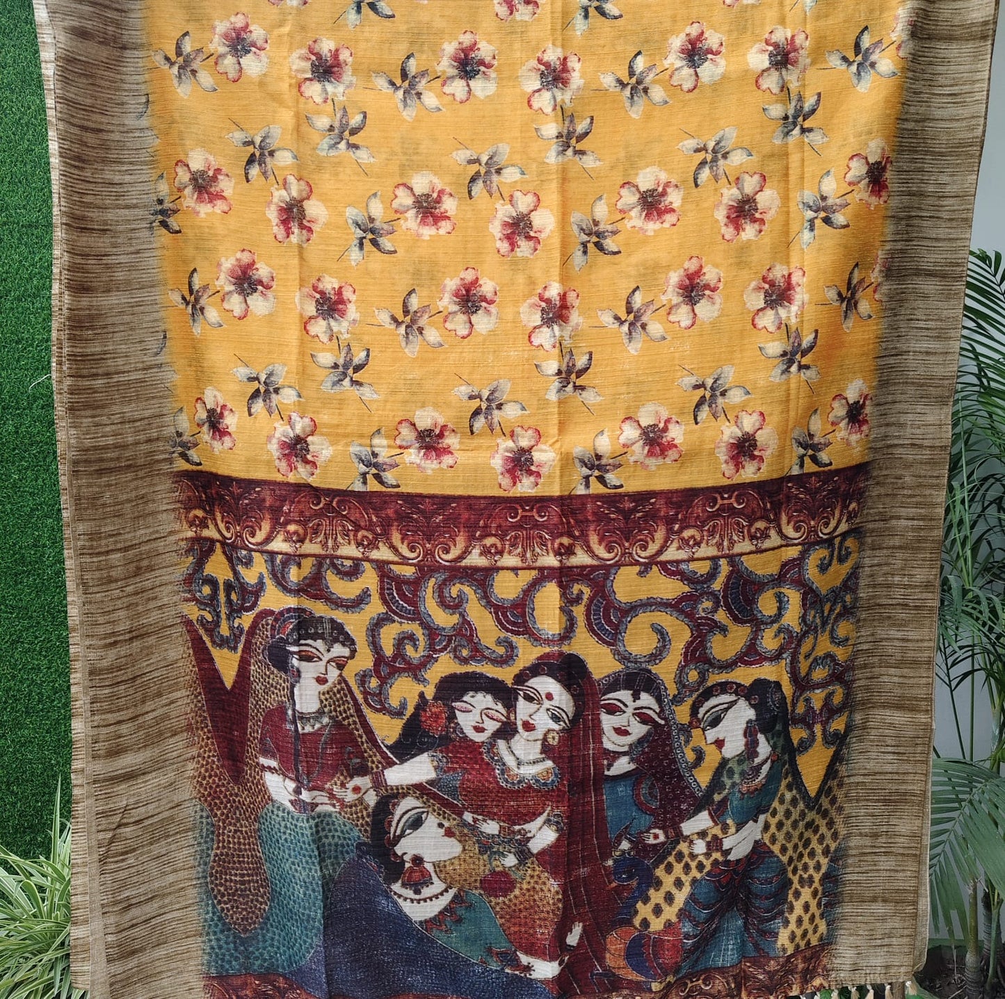 Jute Cotton-Floral Mustard