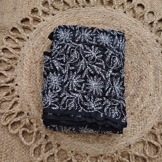 Chikankari Tepchi Jaal -Black