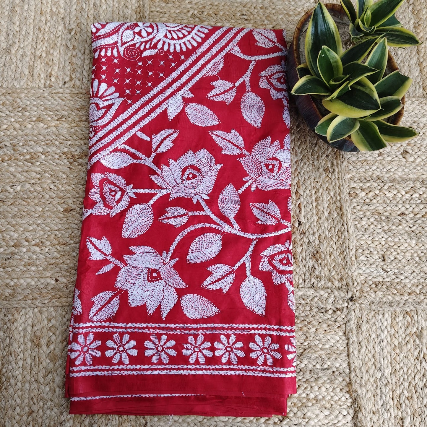Kantha Stitch-Red